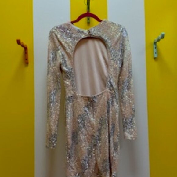 Openback Silver and Cream Sequin Mini Dress Size M - Picture 7 of 7